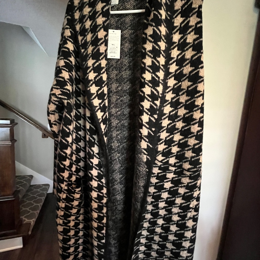 NWT A New Day - Black and Cream Houndstooth Open Cardigan
